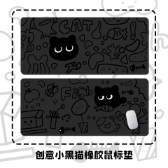 卡通小黑猫鼠标垫子女生可爱超大办公桌笔记本电脑桌垫耐脏键盘垫