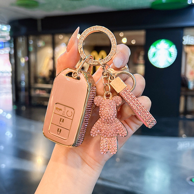 适用本田汽车钥匙套镶钻边框