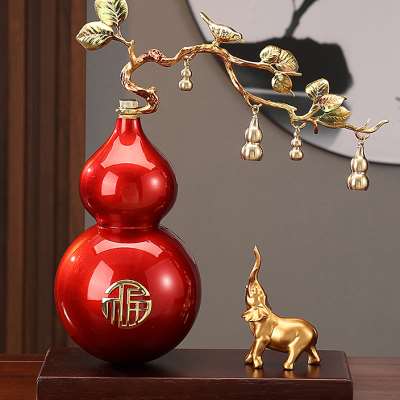新中式五福临门葫芦摆件客厅电视柜酒柜装饰品办公室乔迁新居礼品