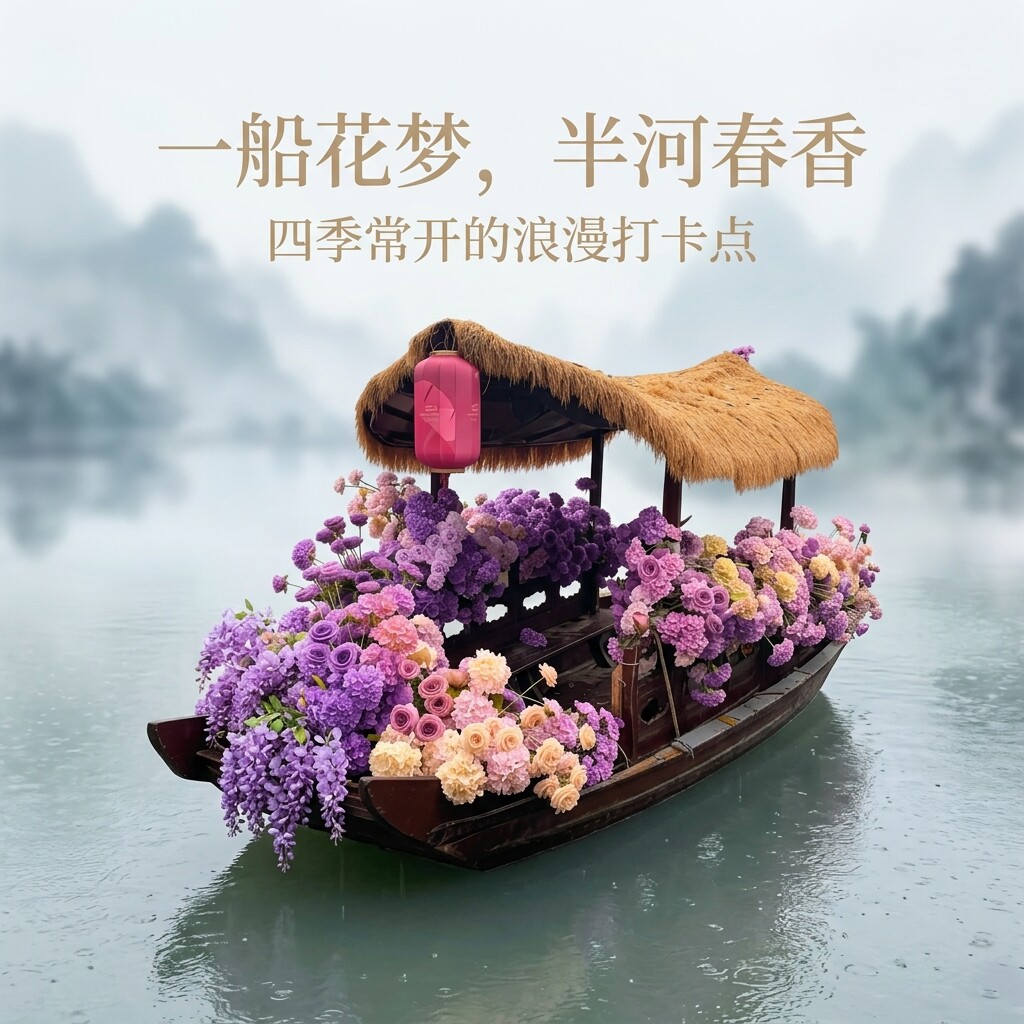 花船仿真花摄影装饰写真布景假花