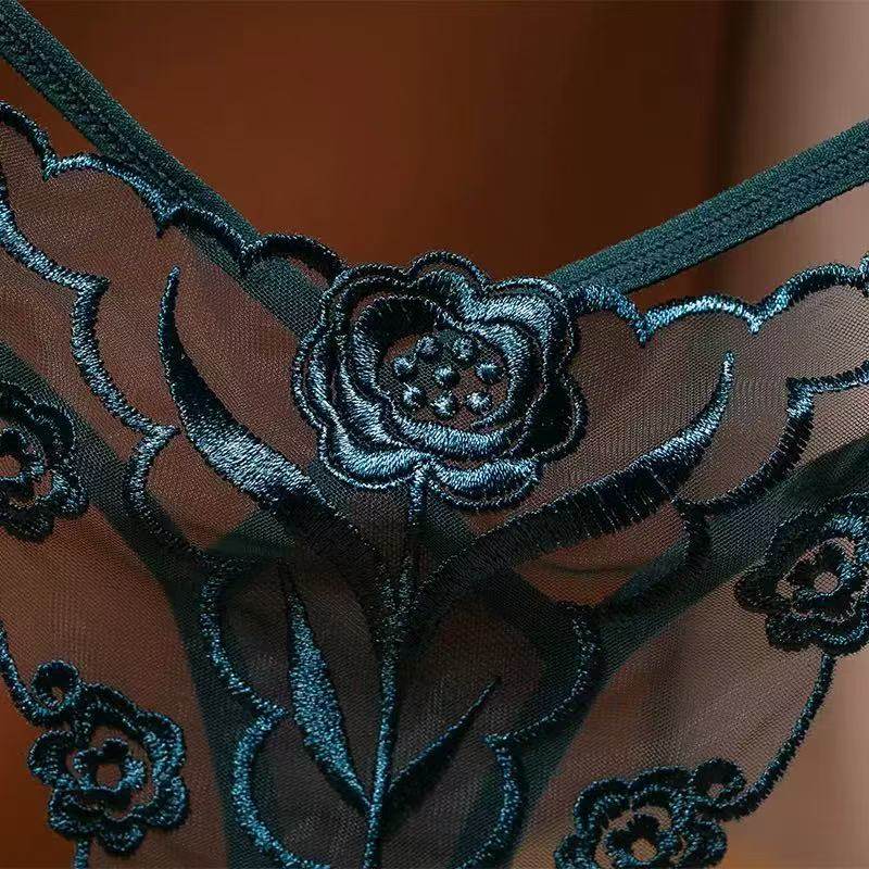 七夕性感绣花内裤女士透明网纱无痕内裤火辣性感t裤纯欲风