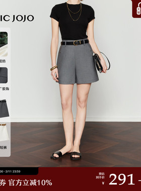 【精英秩序】CHICJOJO灰色短裤女2025新款夏季高级休闲西装三分裤