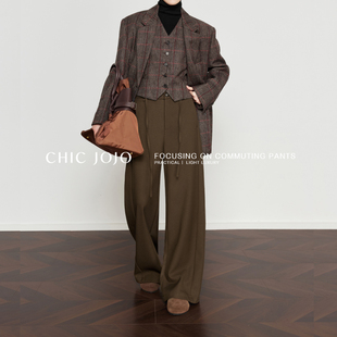【旷野信步】CHICJOJO女休闲裤2024新款秋冬棕色宽松流行香蕉裤
