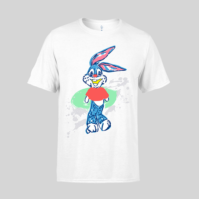 曲家瑞印物所彩色LOVE兔纯棉宽松短袖T恤艺术衍生品周边情侣礼物