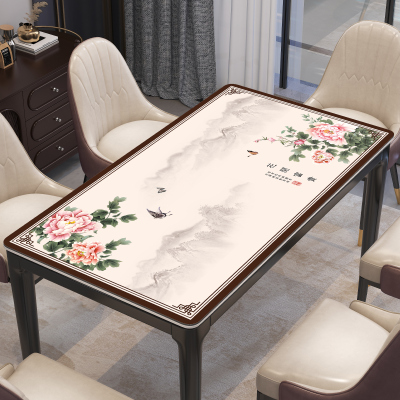 新中式皮革桌布防水防油免洗长方形餐桌垫家用客厅茶几垫保护垫