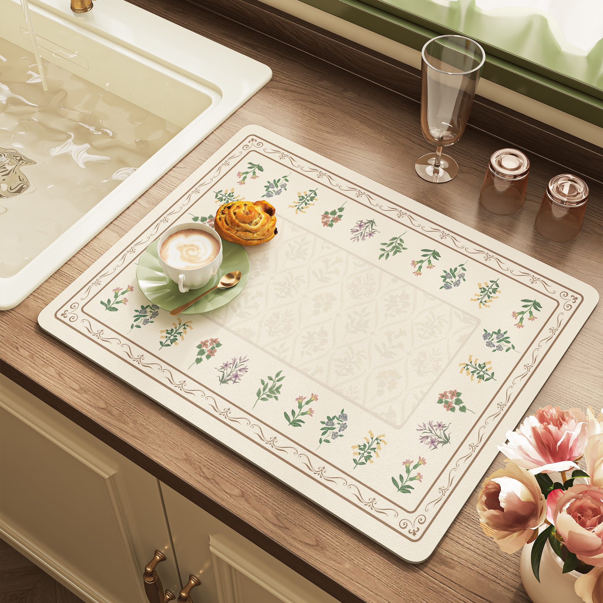 厨房台面沥水垫防烫灶台专用咖啡机吧台餐具碗盘防滑吸水速干垫子