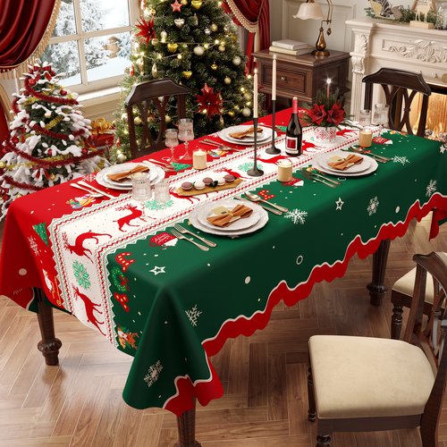 新年圣诞桌布防水防油氛围感主题餐桌布红色派对桌面布置装饰台布