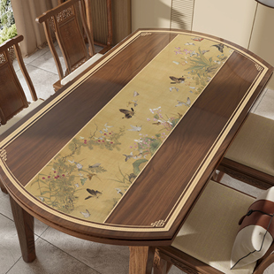 椭圆形餐桌垫免洗防水防油pvc软玻璃防烫桌面保护垫折叠圆桌桌布