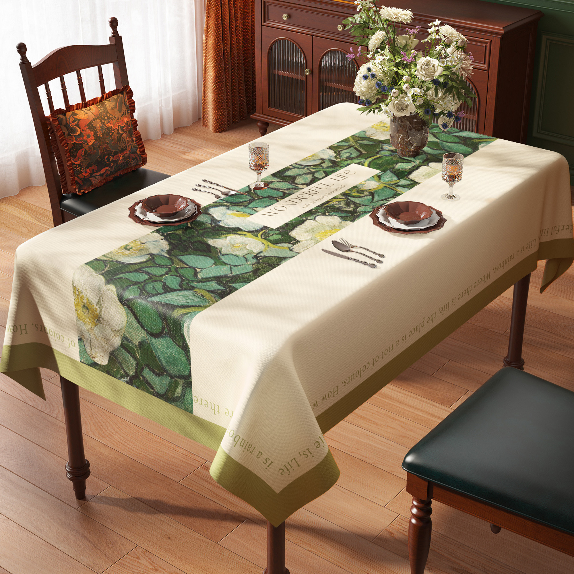 美式长方形餐桌布pvc桌布免洗防油防水防烫茶几垫台布轻奢高级感,居家布艺,桌布,淘宝优惠券,粉丝福利购,淘宝优惠卷