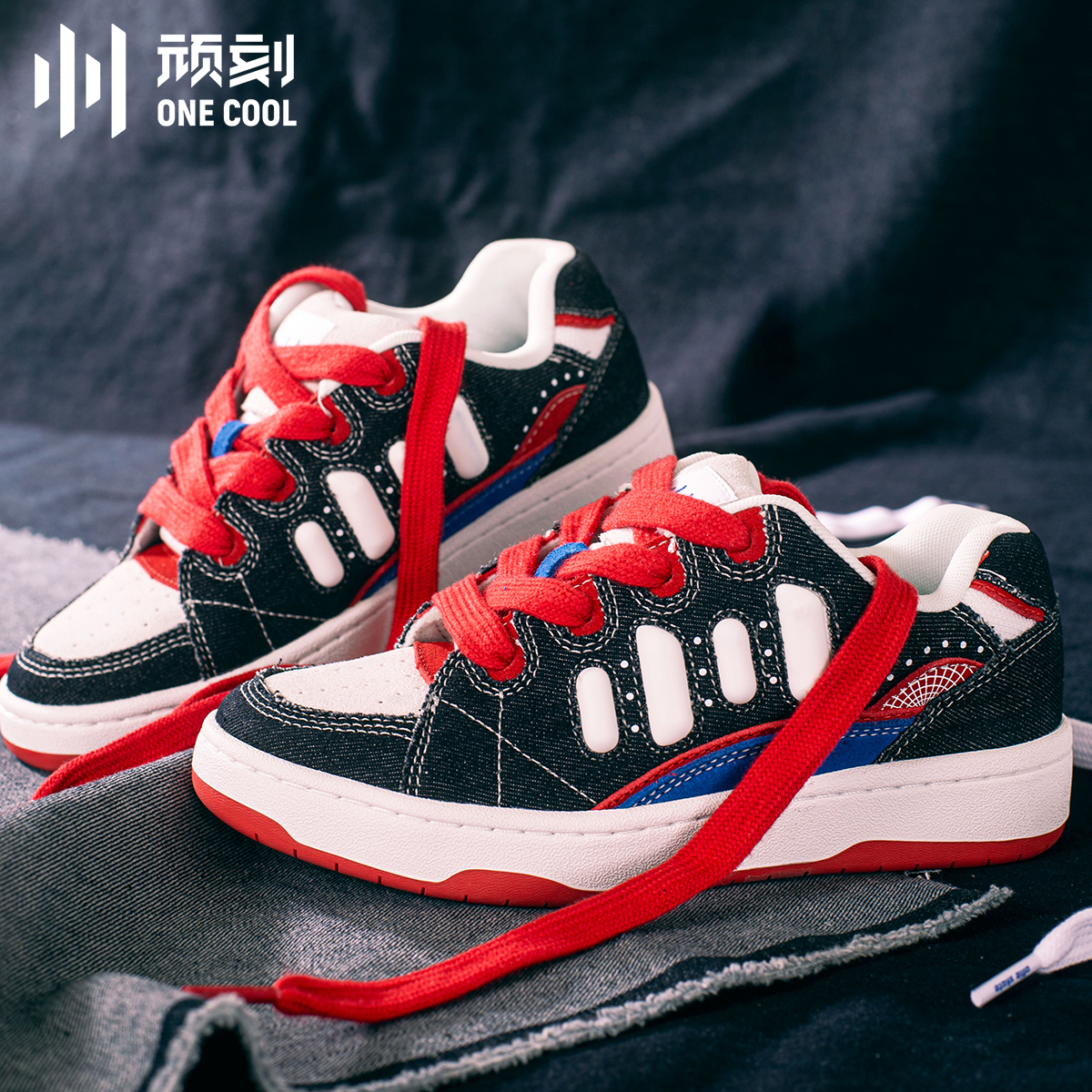 顽刻多色撞色拼接男女滑板鞋