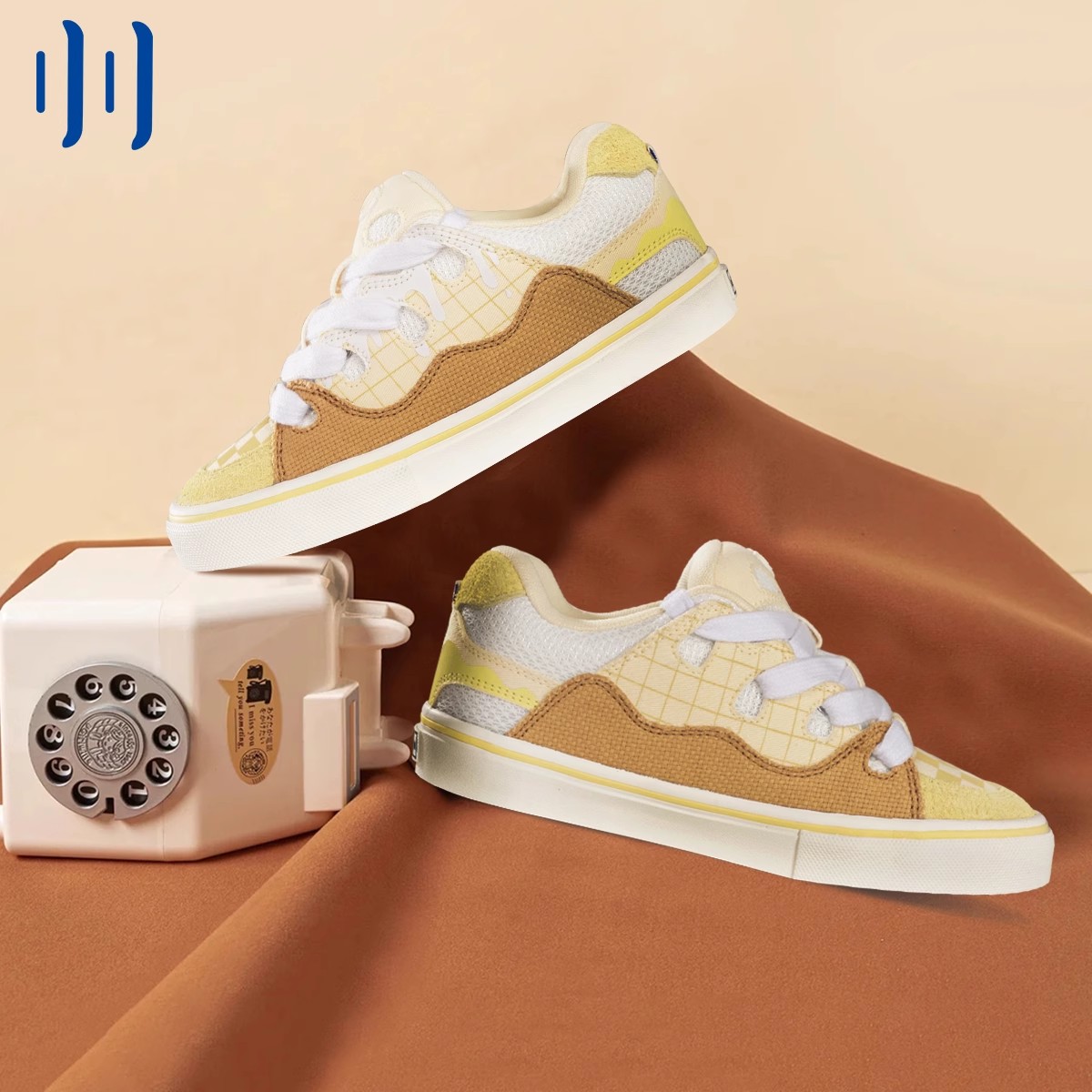 顽刻官方面包鞋华夫饼黄棕米撞色拼接BAKE男女国潮滑板鞋