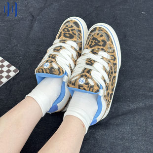 顽刻官方面包鞋 豹纹印花BAKE复古休闲低帮男女国潮滑板鞋