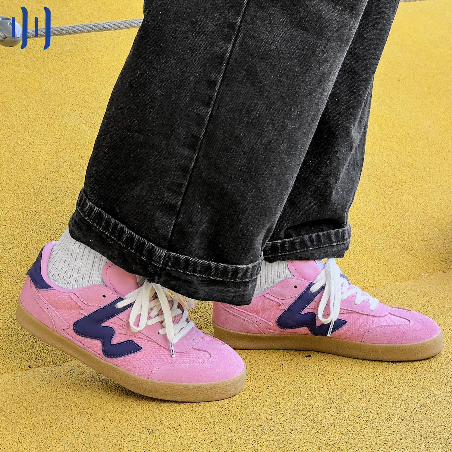 顽刻官方粉蓝拼色翻毛皮生胶底W系列男女国潮德训滑板鞋,流行男鞋,休闲板鞋,淘宝优惠券,粉丝福利购,淘宝优惠卷