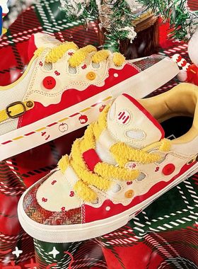 顽刻官方面包鞋BAKE新年款小苹果配色复古休闲男女国潮滑板鞋