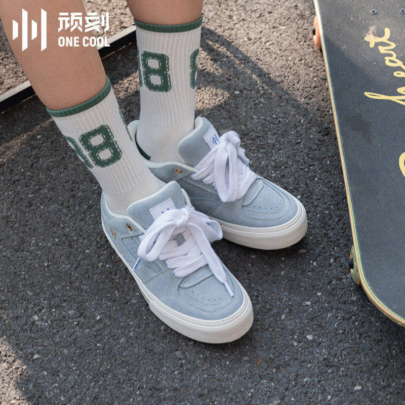 顽刻官方Bright面包鞋冰蓝色翻毛皮低帮男女防滑秋冬国潮滑板鞋