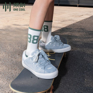 顽刻官方面包鞋 冰蓝白拼色复古拼接BAKE秋冬男女运动国潮滑板鞋