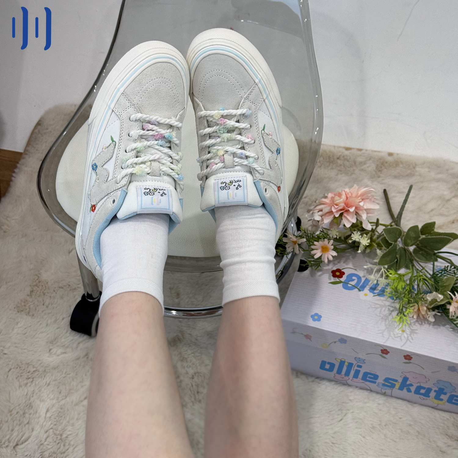 顽刻官方夏之花配色校园风W系列低帮休闲男女国潮滑板鞋