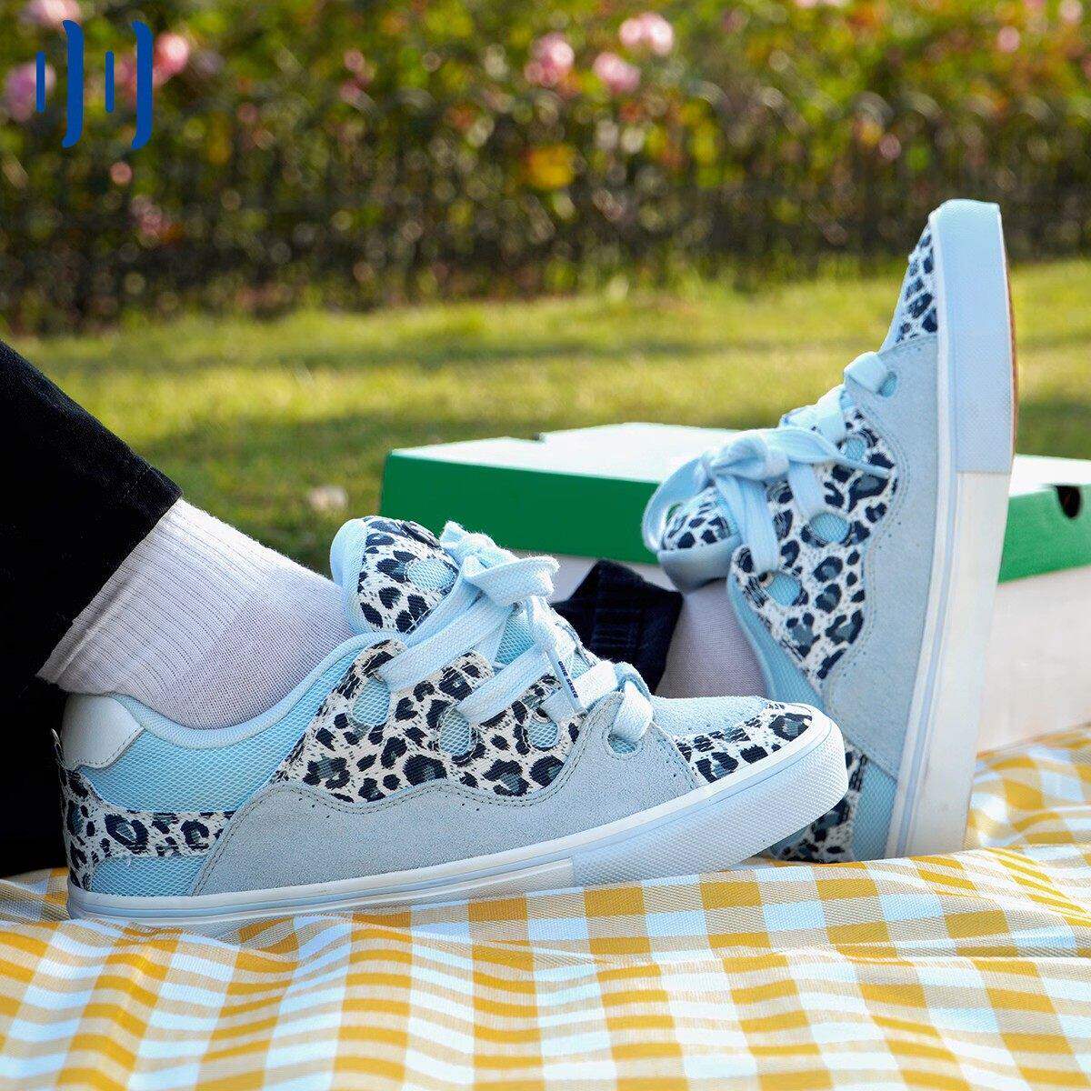 顽刻官方面包鞋冰蓝豹纹配色BAKE复古休闲男女国潮滑板鞋