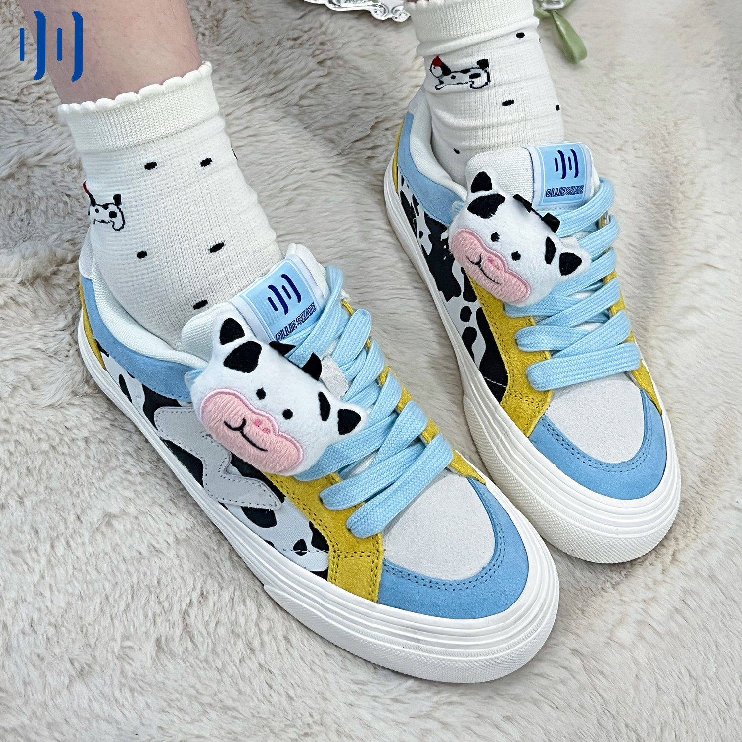 顽刻官方奶牛纹印花夏季校园风W系列翻毛皮男女国潮滑板鞋,流行男鞋,休闲板鞋,淘宝优惠券,粉丝福利购,淘宝优惠卷