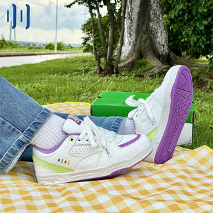 顽刻官方白绿紫拼色校园风一号复古低帮男女国潮滑板鞋