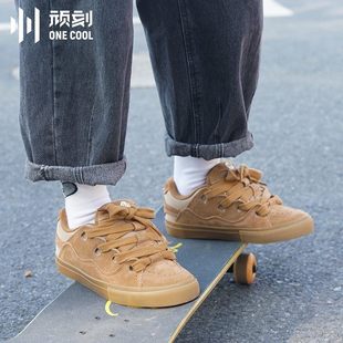 顽刻官方面包鞋 小麦色拼接BAKE复古秋冬低帮潮男女防滑耐磨滑板鞋