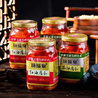 茶油豆腐乳红油香辣农家手工八公山腐乳4瓶安徽寿县特产玛瑙泉