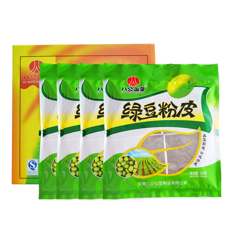 绿豆粉皮礼盒八公山泉安徽特产安徽淮南八公山特产手工粉皮四袋装