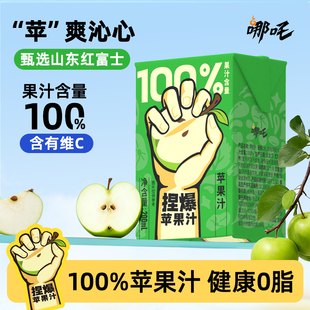 哪吒捏爆100%纯苹果汁饮料青苹果汁果味饮品200ml 整箱 12盒装