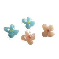 Jade 涴 flower ~ Exaggerated, fresh, gentle and sweet blue and pink flower earrings, niche design sense and simple earrings thumbnail 7