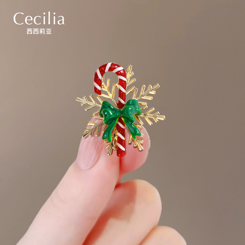圣诞节胸针高档女精致奢华气质圣诞雪花糖果别针衣服配饰创意礼物