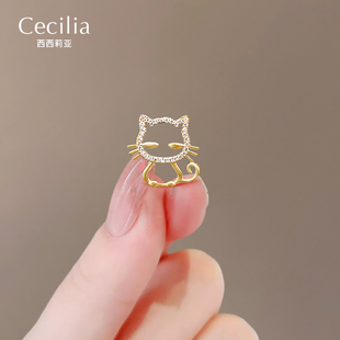 领口防走光扣子精致时尚小猫胸针女免缝暗扣隐形神器固定衣服衬衫