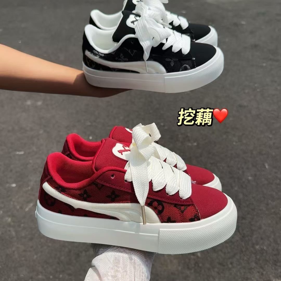 小众港风厚底情侣板鞋年休闲德训鞋韩版百搭学生增高面包鞋子