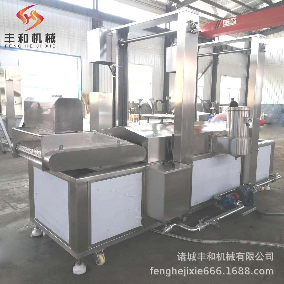 豆皮肉卷油炸流水线 不锈钢食品加工设备厂家 海鲜饼油炸流水线