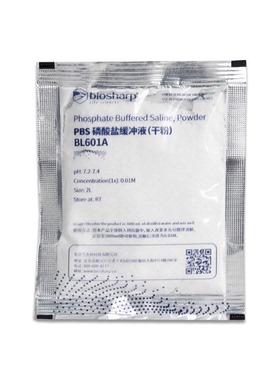 BL601A PBS缓冲液粉末(即用型干粉) Biosharp/白鲨 可配置2L