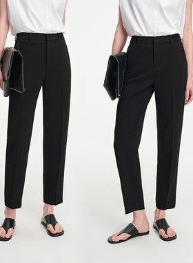 【轻结构塑形】精致干练 黑色通勤职业九分直筒锥形西裤女1152