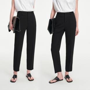 黑色通勤职业九分直筒锥形西裤 精致干练 女1152 轻结构塑形