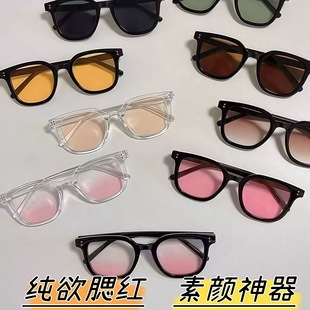 太阳眼镜潮流高级 GM茶色墨镜少年感复古防紫外线素颜眼镜男女同款