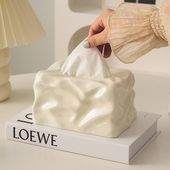 轻奢创意纸巾盒轻奢风抽纸盒高级感家用客厅茶几ins陶瓷餐巾纸盒