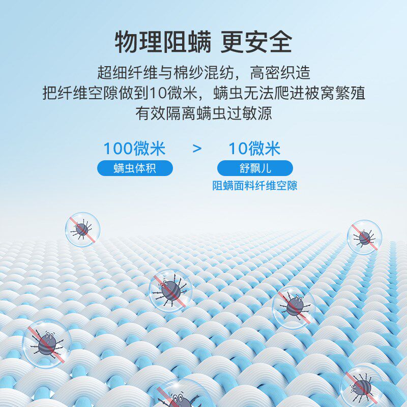 舒飘儿防螨虫床上用品套件阻螨四件套夏季防尘螨床笠床单被套枕套