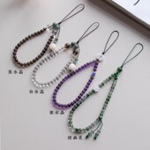 朴房绿幽灵水晶手机链天然粉紫黄水晶手机挂绳短款 手腕挂饰吊坠