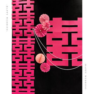 新娘晨袍拍照背景墙黑色幕布婚房装饰布置女方卧室婚礼客厅拉花