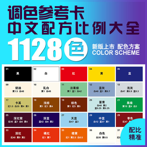 调色配方比例色卡配比参考对照表
