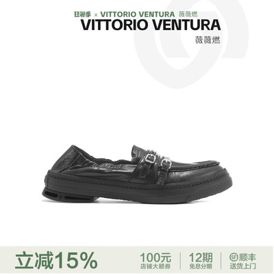 VITTORIOVENTURA/薇薇燃羊皮细带贝壳跟休闲乐福鞋