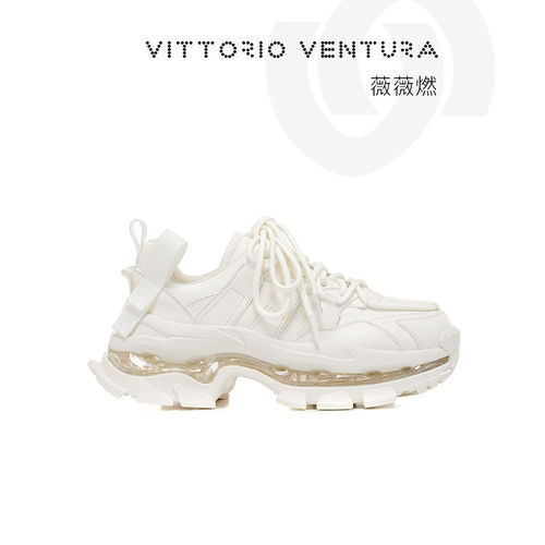 刘亦菲同款VITTORIOVENTURA 薇薇燃 牛皮全气垫老爹鞋