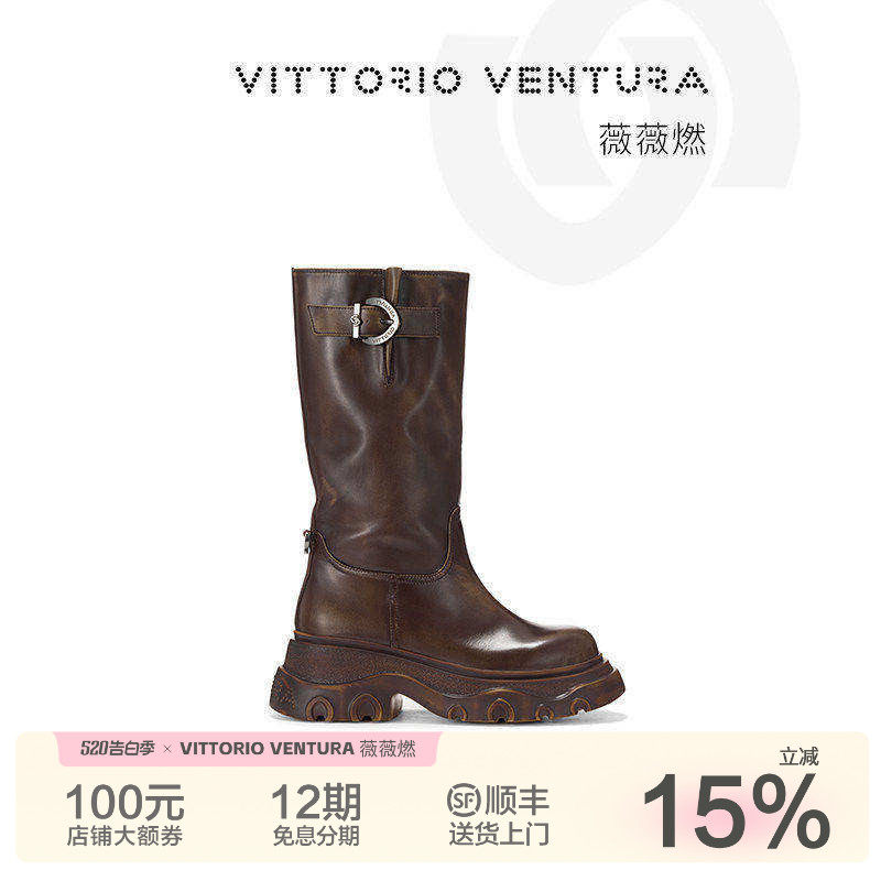 VITTORIO VENTURA薇薇燃骑士靴西部靴