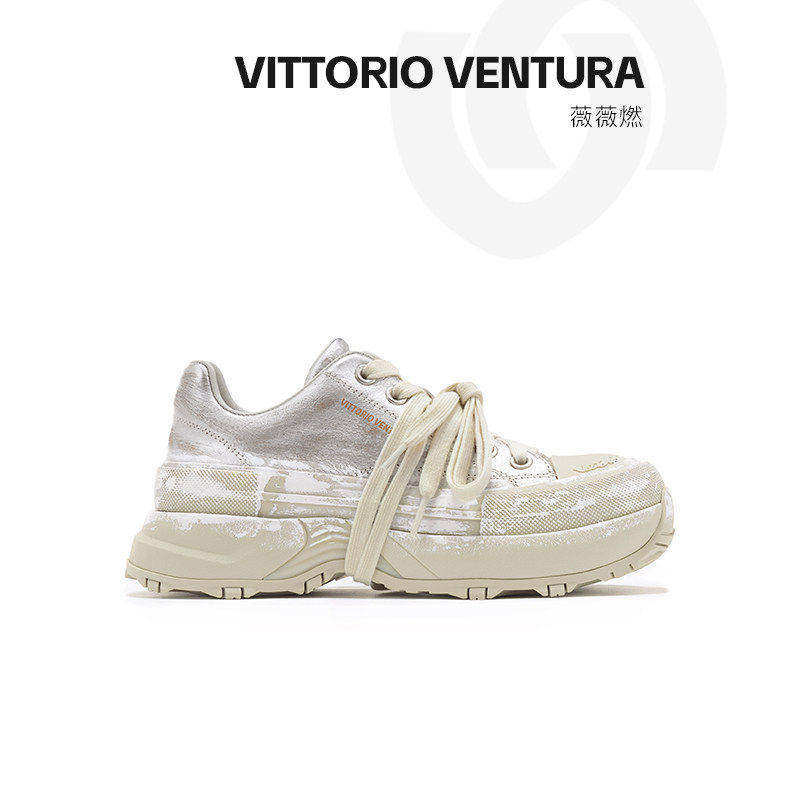 VITTORIO VENTURA薇薇燃 牛皮厚底运动休闲板鞋球鞋