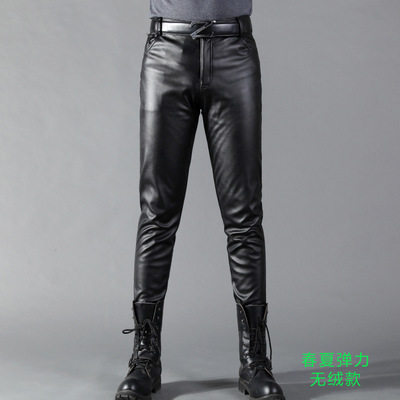 Elastic tights PU leather pencil pants弹力紧身裤PU皮革铅笔裤