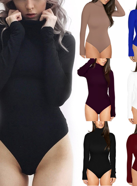 Autumn and Winter Women's Solid Sexy Bodysuit纯色修身连体衣