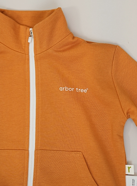 ArborTree 100%天然有机棉宝宝春秋季翻立领拉链外套上衣保暖排汗