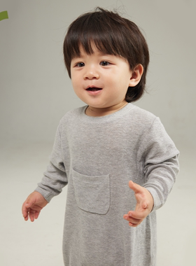 ArborTree 60%有机棉＋40%亚麻男女宝宝春秋款连体衣长爬吸湿排汗